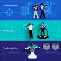 Ensemble de bannières plates de réalité augmentée virtuelle vecteur