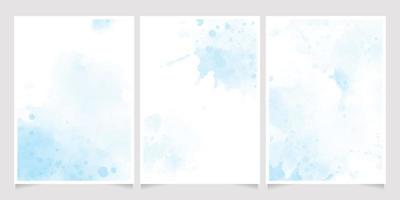 belle collection de modèles de fond de carte d'invitation aquarelle bleu marine éclaboussures de lavage humide 5x7 vecteur