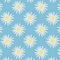 belle marguerite jaune fleur blanche fleur botanique floral modèle sans couture nature bleu vif mer fond papier peint illustration vectorielle vecteur