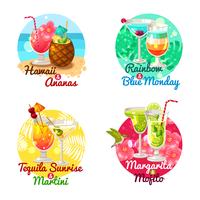 Cocktails tropicaux plats vecteur