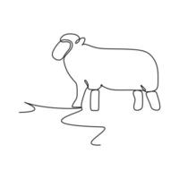 un dessin au trait continu de moutons mignons et drôles pour l'identité du logo du bétail. concept de mascotte d'emblème d'agneau pour l'icône de bétail. illustration graphique de vecteur de conception de dessin de ligne unique à la mode