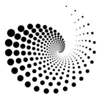 forme pointillée de vortex noir. art géométrique. élément de design tendance pour cadre de bordure, logo, tatouage, symbole, web, impressions, affiches, modèle, motif et arrière-plan abstrait. vecteur