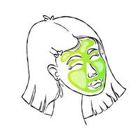 portrait avec masque de beauté pour le visage vecteur