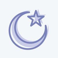 icône lune et étoile - style deux tons - illustration simple vecteur