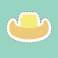 chapeau de cowboy autocollant, coupe de ligne - illustration simple, bon pour les impressions, les annonces, etc. vecteur