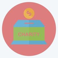 boîte de charité icône - style plat - illustration simple vecteur