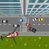 Police Chase Illustration vue de dessus vecteur