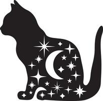 silhouette de chat céleste vecteur