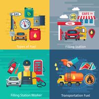 Fuel Station Concept Icons Set vecteur