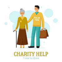 Affiche plate d&#39;organisation de charité d&#39;aide de volontaires