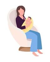 maman avec bébé dans un fauteuil caractère vectoriel couleur semi plat