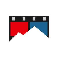 illustration vectorielle du film de montagne bleu et rouge. parfait à utiliser pour le logo du cinéma vecteur