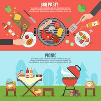 bbq party banner set vecteur