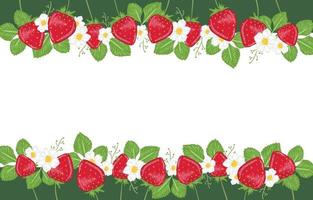 fraises florales de fond vert vecteur