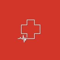 illustration vectorielle du logo croisé avec fond rouge. parfait à utiliser pour le logo médical vecteur