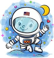 jeune astronaute dans l'espace vecteur