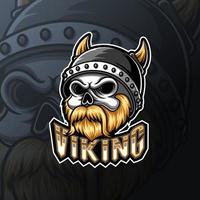 conception de logo de sport e mascotte crâne viking vecteur