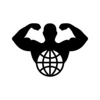 illustration vectorielle du logo musculaire du monde vecteur