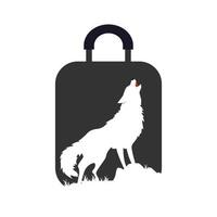 illustration vectorielle du logo de la valise de loup. parfait à utiliser pour une entreprise technologique vecteur