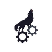 illustration vectorielle du logo d'engrenage de loup. parfait à utiliser pour une entreprise technologique vecteur