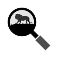 illustration vectorielle du logo de recherche de lion. parfait à utiliser pour une entreprise technologique vecteur