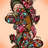 Motif dentelle couleur abstraite des éléments de fleurs et de papillons. Fond transparent coloré de vecteur. vecteur