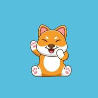 dessin animé mignon chien shiba inu assis. illustration vectorielle vecteur