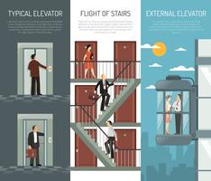 Ensemble de bannières verticales d&#39;escaliers d&#39;escaliers pour ascenseur vecteur