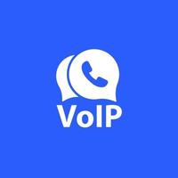 icône de vecteur de téléphonie voip sur bleu