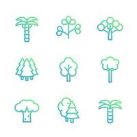 icônes linéaires d'arbres vecteur