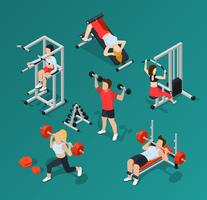 gym people icon set vecteur