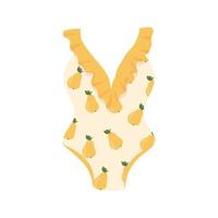 maillot de bain une pièce femme plage d'été dans un style rétro. vêtements de natation pour femmes. maillots de bain femme avec motif. icône unique, illustration de vecteur coloré de dessin animé plat isolé sur fond blanc