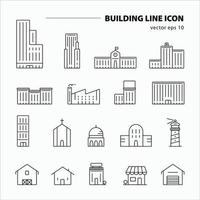 ensemble d'icônes de ligne de construction et d'immobilier vecteur