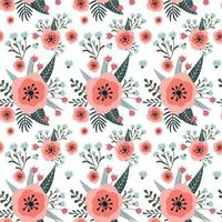 motif vectoriel avec des fleurs, des baies et des coeurs, à utiliser pour le jour saint valentin, emballage, textiles, conception de linge de lit