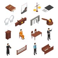 Law Justice Isometric Icons Set