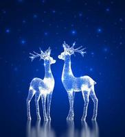 cerfs de Noël. rennes de glace. forme abstraite de couple de cerfs congelés sur fond bleu. nuit de Noël. carte de joyeux noël et nouvel an. illustration vectorielle.