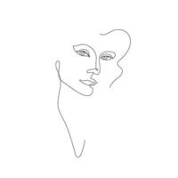 vecteur art linéaire dessiné à la main, visage de femme, ligne continue, concept de mode, minimaliste de beauté féminine. impression, illustration pour t-shirt, design, logo pour cosmétiques