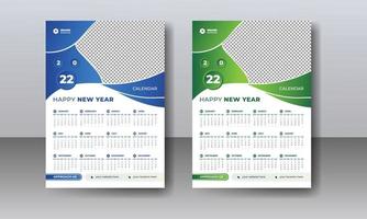 bonne année mensuelle modèle de conception de calendrier mural moderne imprimable coloré 2022 vecteur