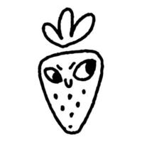 mignon doodle émoticône fraise 2 vecteur