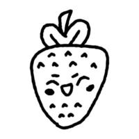 mignon émoticône fraise doodle heureux 7 vecteur