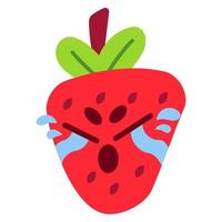 Adorable mascotte de fraise qui pleure 7 vecteur