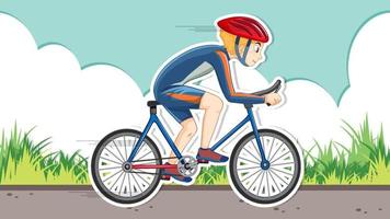 conception de vignettes avec un cycliste faisant du vélo vecteur