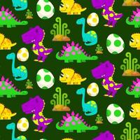 illustration vectorielle de dinosaures mignons, modèle sans couture de mignons petits dinosaures vecteur