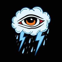 illustration des yeux de nuage de pluie imprimée sur des t-shirts, une veste, des souvenirs ou un vecteur gratuit de tatouage