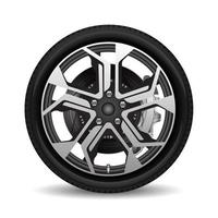 roue en aluminium pneu de voiture style course disque gris noir pause sur fond blanc vecteur