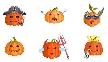 personnages de la collection halloween citrouilles maléfiques vecteur