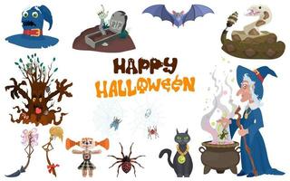 sélection de personnage d'halloween. sorcière et monstres vecteur