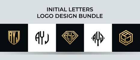 Paquet de conceptions de logo de lettres initiales ayj vecteur