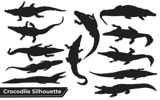 collection de silhouette de crocodile dans différentes poses vecteur