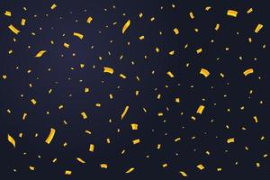 confettis dorés tombant sur fond bleu foncé. illustration de chute de confettis simple. vecteur d'éléments de festival. guirlande dorée tombant. anniversaire, anniversaire et célébration de mariage.